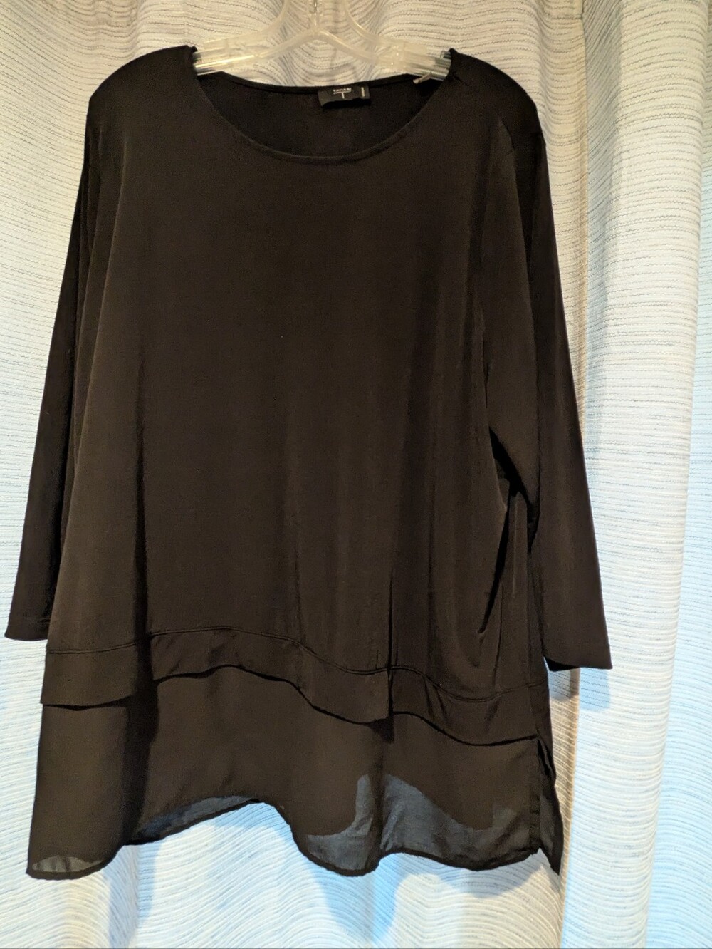 Tahari Black Layered Long-Sleeve Tunic Top - 2X